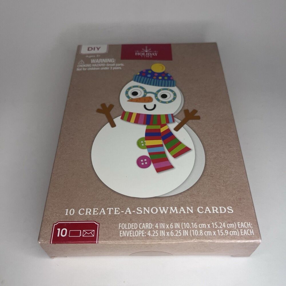 Holiday Time DIY Create-A-Snowman Cards 10 Christmas Cards & Envelopes - NEW